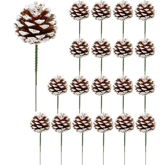20 Pieces Christmas Pine Cones Decorations,Snow Pine Cone,Wreath Ornaments Pinecones,Reusable Pinecones Ornaments