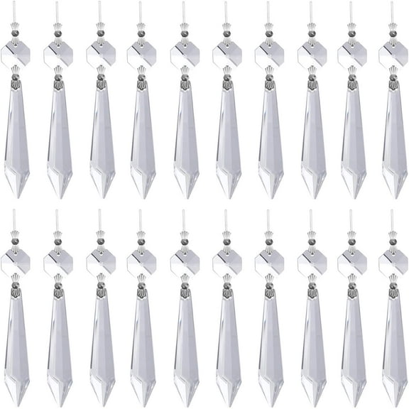 20 Pieces Clear Chandelier Crystals, 63mm Replacement Crystal Icicle Prisms Pendants Glass Crystal Beads