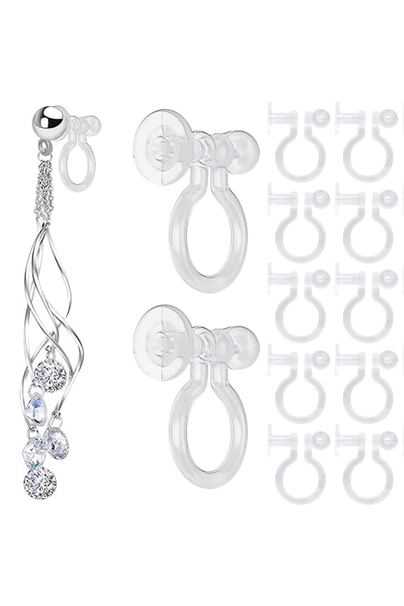 20 Pieces Clear Clip-on Earring Converters Resin for Non Pierced Ears DIY Earring Jewelry Making, 12x10mm