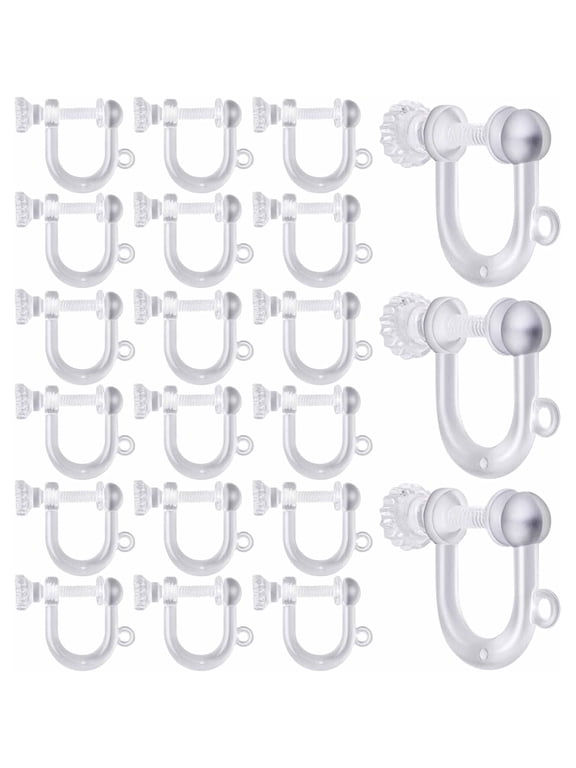 20 Pieces Clear Plastic Clip-on Earring Converters Allergy-free Screw Earring Clips Components with Loop for Non Pierced Ears DIY Earrings Findings Jewelry Making