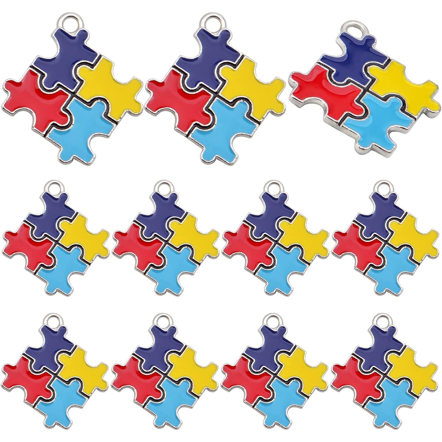 24pcs Enamel Rose Flower Charms - Alloy Romantic Dangle Pendants For DIY Jewelry Making, 4 Colors (30x22mm)