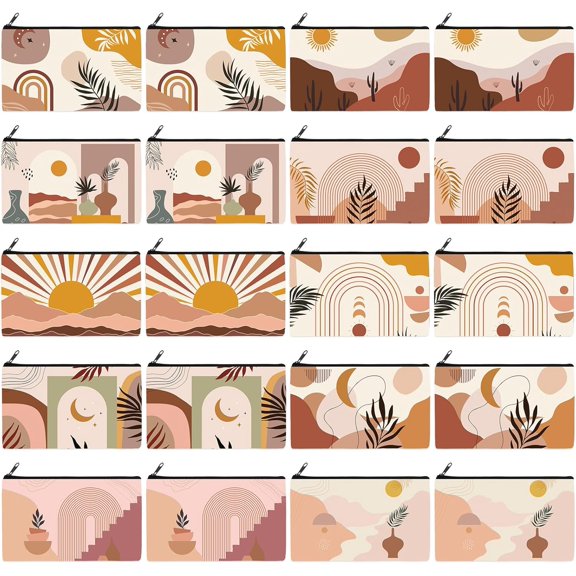 20 Pieces Cosmetic Bag for Women, Roomy Makeup Bags with Zipper Toiletry Bag Pouch Travel Accessory Organizer Gifts, 7 x 4.3 Inches(Boho)