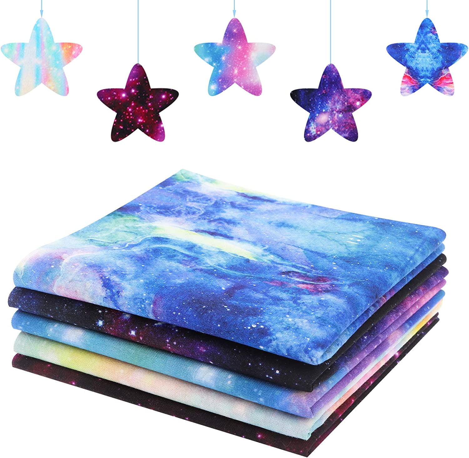 20 Pieces Cotton Craft Fabrics Star Galaxies Themed Fabrics Square