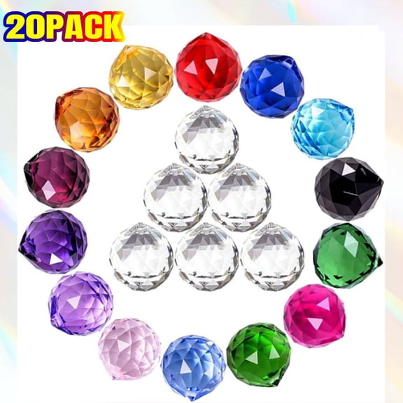 20 Pieces Crystal Ball Prisms, Sun Catcher Pendants Rainbow Maker, Hanging Crystal Prisms for Windows Decor, Feng Shui