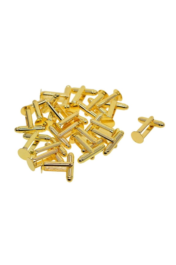 20 Pieces Cufflink Cuff Links 8mm Round Bezel Tray Cabochon Setting Base Jewelry Making Findings Gold