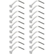 20 Pieces Curved Nose Stud Stainless Steel Nose Ring Crystals L Bend Nose Screw Piercing