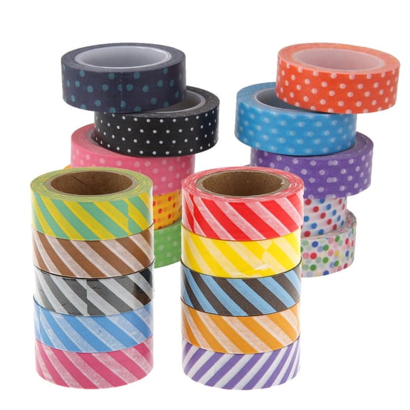 20 Pieces Decorative Washi Sticky Paper Scrapbooking DIY Dots Sticker 10m
