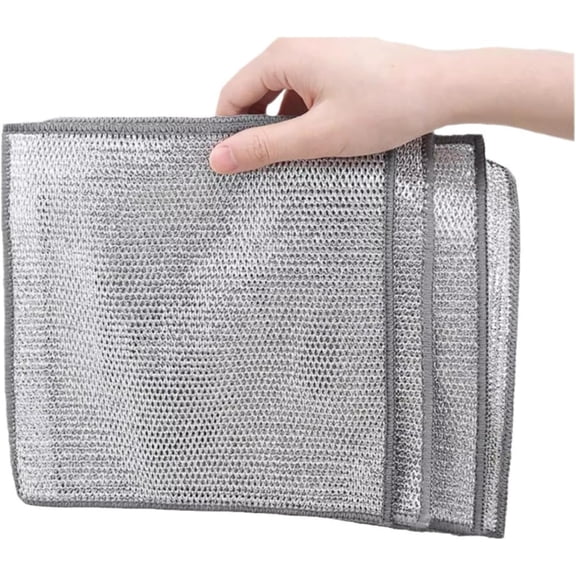 20 Pieces Double Sided Silver Wire Dishcloth, Dishwashing Cloth, Absorbent and Non Greasy, Dishwashing Cloth, Household Cleaning, Degreasing, Steel Wire Scouring Pad