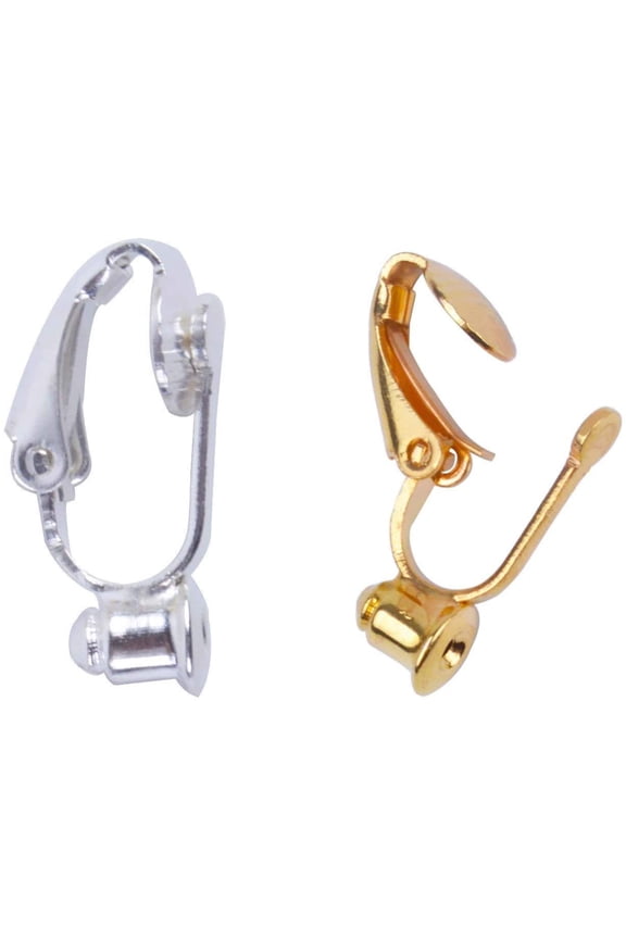 20 Pieces Earring Clip Backs Clip-on Earring Converter Components Findings with Post for None Pierced Ears, Silver and Gold