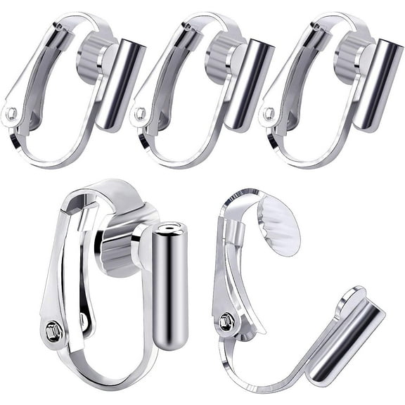 20 Pieces Earring Clip-on Earring Converter Components Findings Clip Backs with Post for None Pierced Ears,Silver