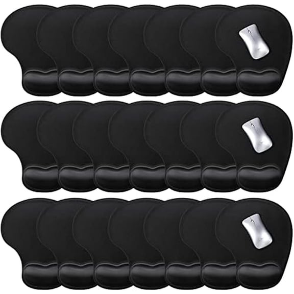 20 Pieces Ergonomic Mouse Pad with Wrist Support Gel Mouse Pad with Wrist Rest Black Pain Relief Comfortable Gaming Memory Foam Non Slip PU Base for Computer Laptop Home Office Travel