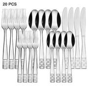KOOMADE Stainless Steel 20-Piece Flatware Set for 4, Dishwasher Safe Silverware