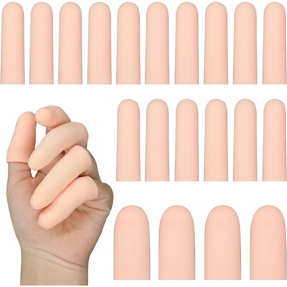 20 Pieces Gel Finger Protectors,Silicone Finger Cover Caps,Finger Support Sleeves,Finger Support Great for Finger Cracking,Thumb Protector for Arthritis Pain