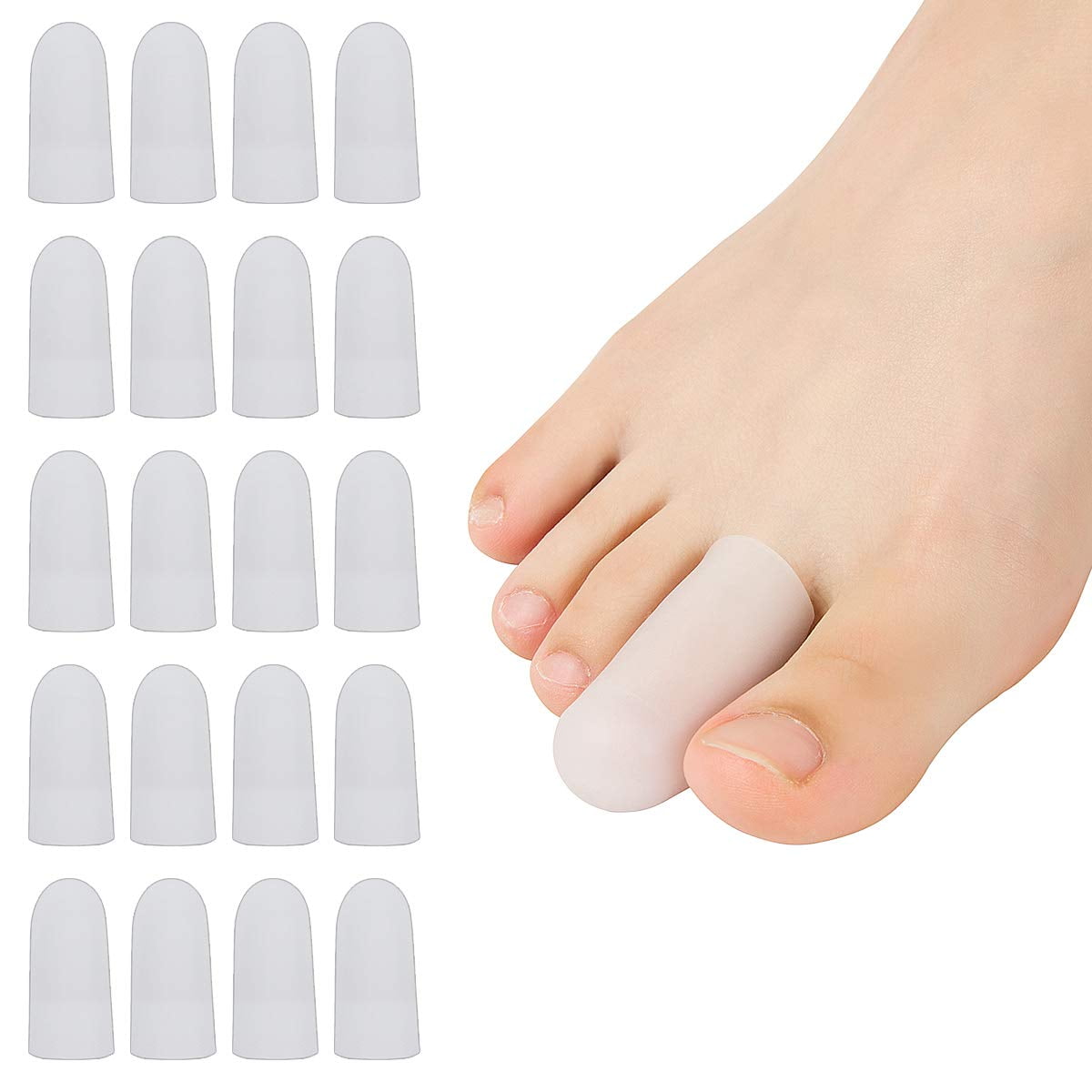 20 Pieces Gel Toe Cap, Silicone Toe Protector, Toe Guards for Feet