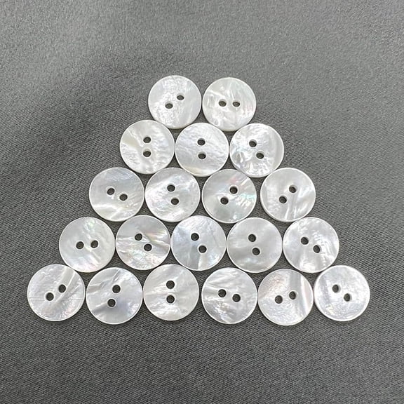 20 Pieces Genuine White Mother of Pearl Buttons for Shirts DressesCraft (Diameter 11.5MM) MOP 2 Holes Buttons white