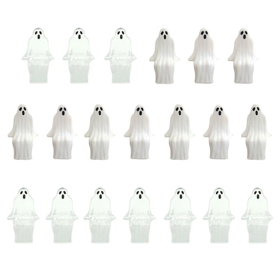 20 Pieces Ghost Figurine Spooky Figurine Ghost Miniature Cute Sitting Post Design for Halloween Desktop Garden Decor