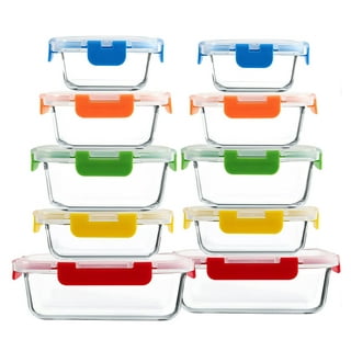 JoyJolt Divided Food Storage Containers with Lids Airtight. 5 Pack Glass  Meal Prep Containers 2 Compartment Set Glass Bento Box. Reusable Food