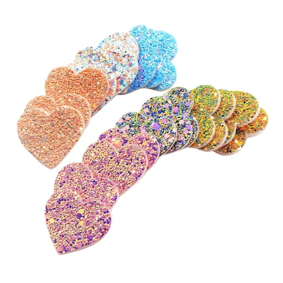 20 Pieces Glitter Sequin Love Heart Applique Felt Decoration Applique For DIY Baby Girls Hair Bow Craft Accessories Handmade Scrapbook Card Phone Case
