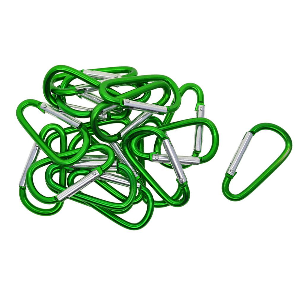 20 Pieces Green Carabiner Clip Aluminum Clips Small Keychain Carabiners