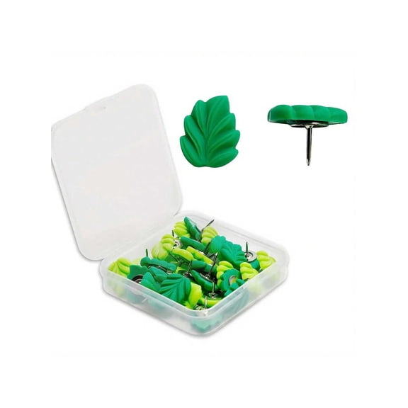 20 Pieces Green Leaf Decorative Pushpins Durable Polycarbonate Flat Pushpins With Vibrant Green Leaf Design Suitable Bulletin Boards Photo Walls