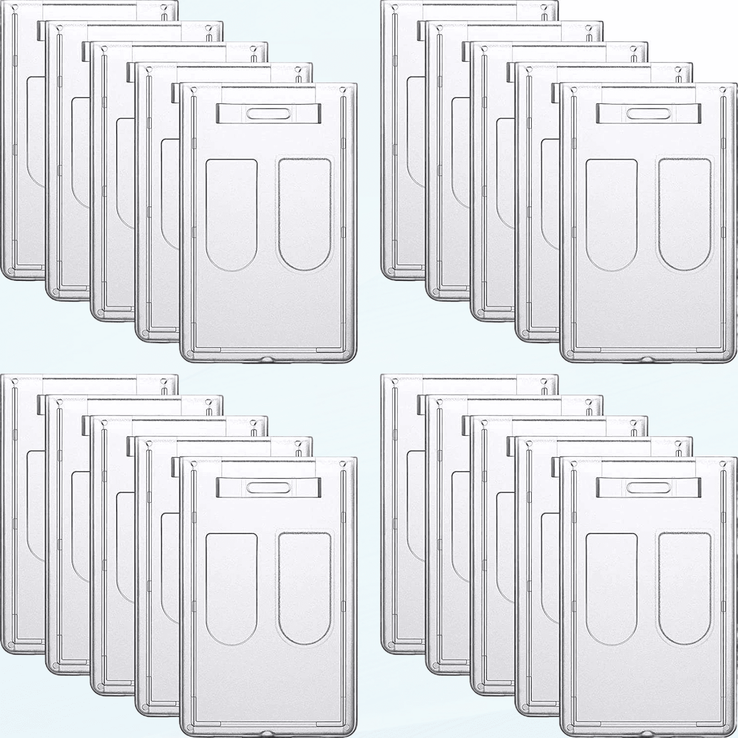 20 Pieces Heavy Duty Badge Holders Rigid Hard Plastic ID Access Vertical Badge Holder Dual 2 Sided ID Badge Holder Transparent Plastic Credit Card Protector ID Card Case
