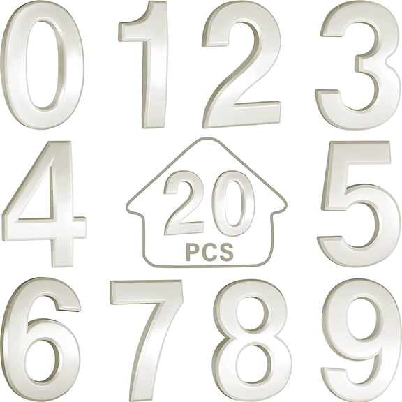 20 Pieces House Numbers Mailbox Numbers 0-9, 3D Door Address Numbers Self Adhesive Mailbox Numbers Sticker or House, Apartment, Office, Hotel Room, Mailbox Signs (White,2.76 Inch)