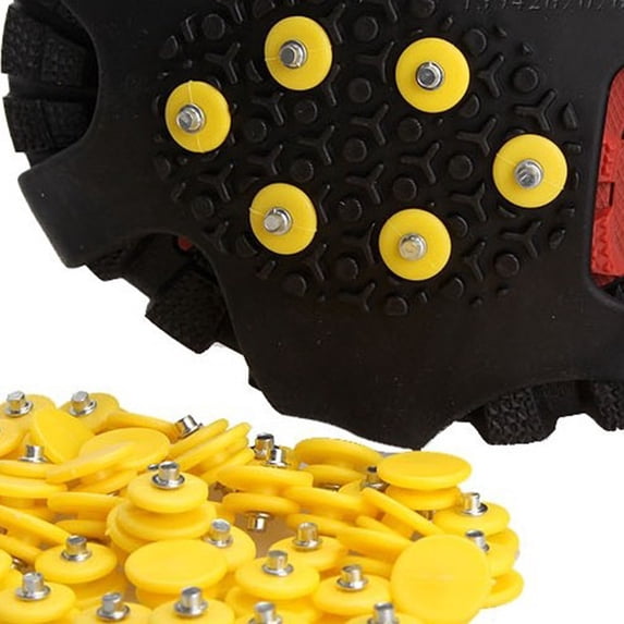20 Pieces Ice Cleats Replacement Studs Non-Slip Over Shoe/Boot Rubber Spikes Alternative Ice Cleat Replacement Spikes Yellow Steel Studs Crampons for Ice Grips Replacement
