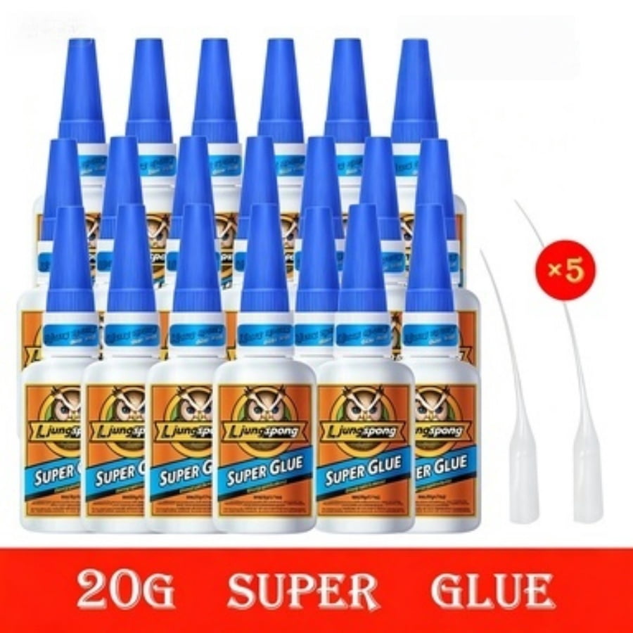 20 Pieces Instant Bonding Clear Cyanoacrylate Super Glue, Quick Dry Universal Adhesive for Plastic, Wood, Metal, Crafts and Daily Small Parts Repair