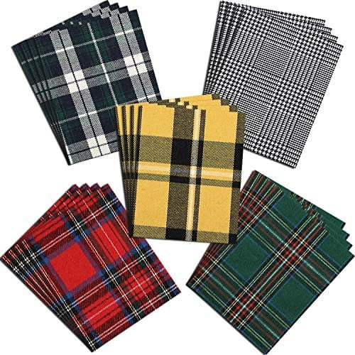 20 Pieces Iron-on Plaid Patches Buffalo Fabric Heat Transfer Vinyl Plaid Iron on Repair Patch for Winter Christmas Clothing Jeans Repair Decor, 5 Styles