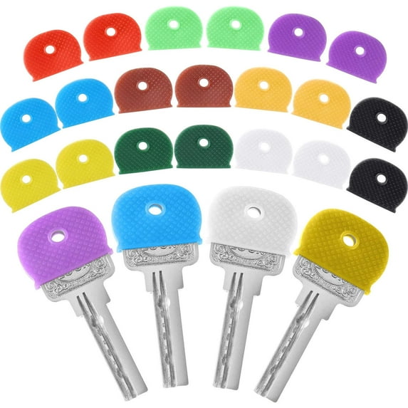 LHX YIN1YU1YU20 Pieces Key Caps Covers Tags Flexible Key Covers Plastic Key Identifier Rings For Easy Identifying Keys, 10 Colors (Semicircular Key Caps) Durable Design