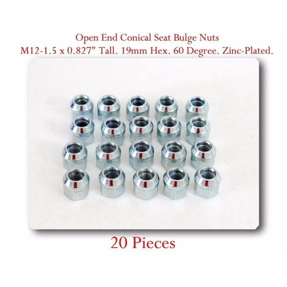 20 Pieces LUG NUTS OPEN END BULGE ACORN M12-1.50 Tall 0.827" / 21mm