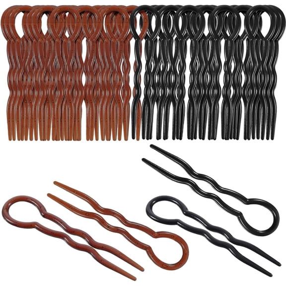 20 Pieces Lady Style Hair Pins, Magic Simple Spiral Fast Braid Hair Twist Styling Clip Pin, Black and Brown