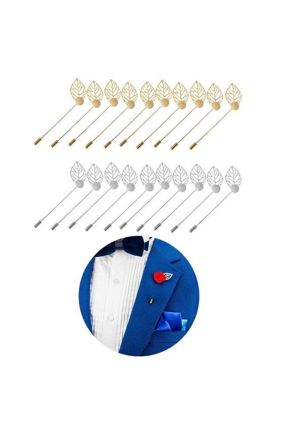 20 Pieces Leaf Blank Setting 1cm Stick Hat Lapel Pin for DIY