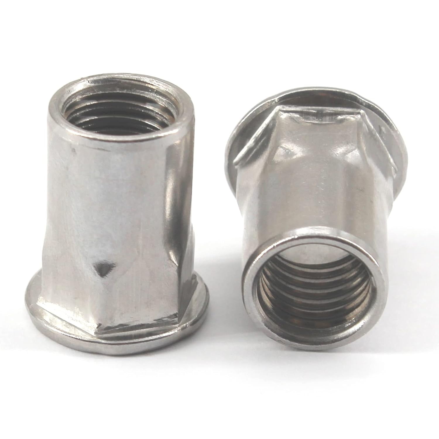 (20 Pieces) M10 Hex Body Flat Head Rivet Nut 304 Stainless Steel