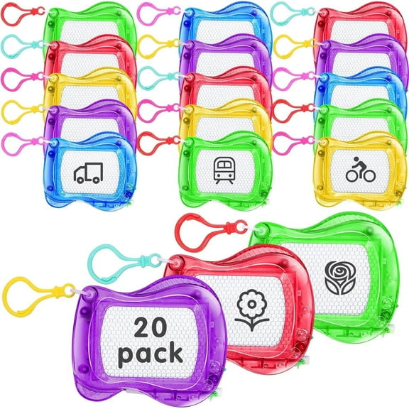 20 Pieces Mini Magnetic Drawing Board for Kids,Mini Doodle Board with Backpack Keychain Clip,Mini Magnetic Doodle Board for Boys Girls Party Favor,5 Colors