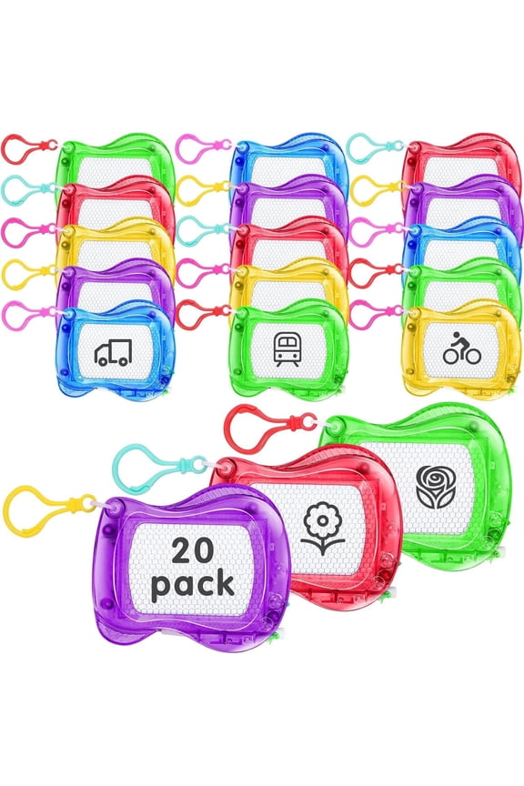 20 Pieces Mini Magnetic Drawing Board for Kids,Mini Doodle Board with Backpack Keychain Clip,Mini Magnetic Doodle Board for Boys Girls Party Favor,5 Colors
