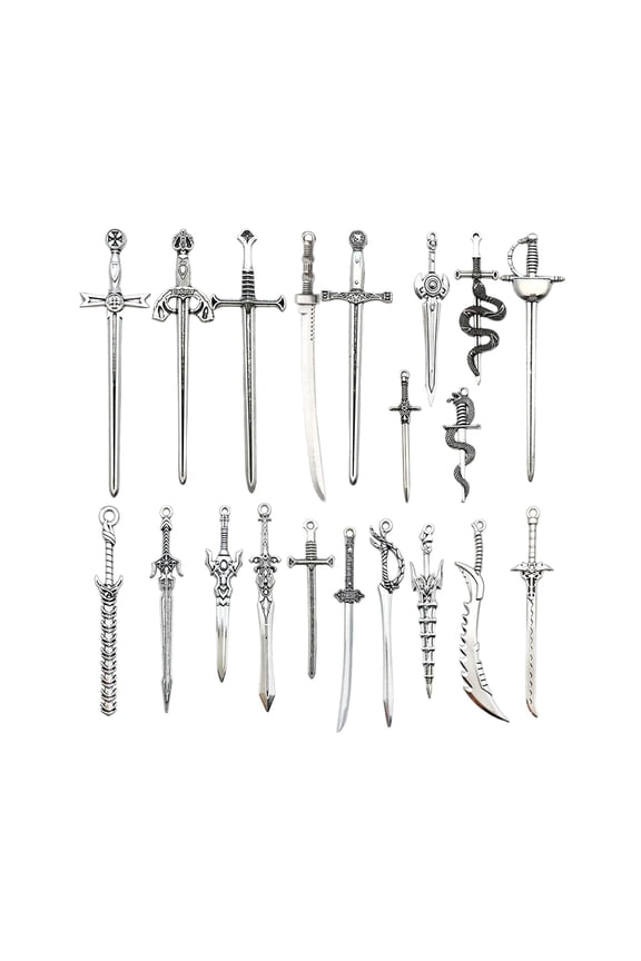 20 Pieces Miniature Sword Pendants Bookmarks Charm Pendants Zinc Alloy Material for DIY Jewelry Makers