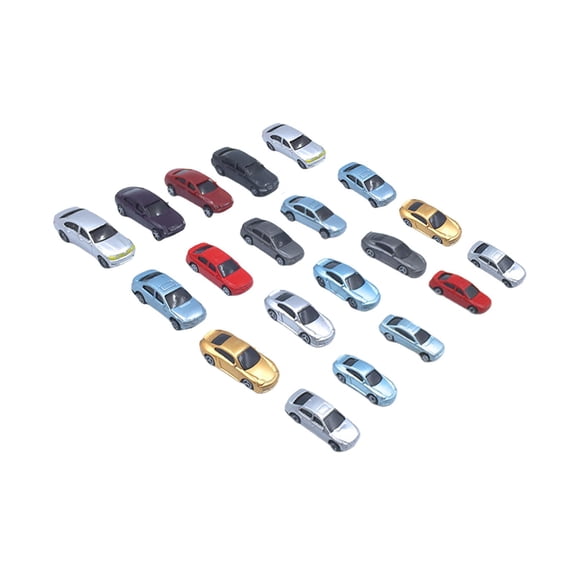 20 Pieces Model Cars Painted Miniature Vehicles Sand Table Accessories Plastic for Architecture Display Scene