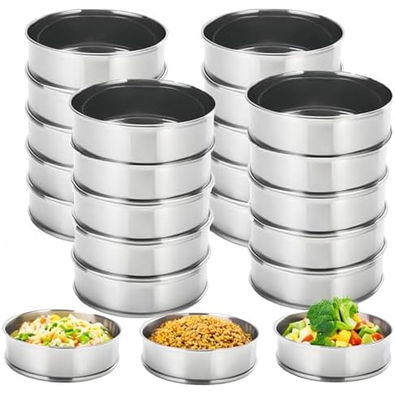 20 Pieces Nonstick English Muffin Rings, 3 Inch Stainless Steel Crumpet Rings, Double Rolled Tart Pastry Ring Mold for Baking, Cooking, Silver