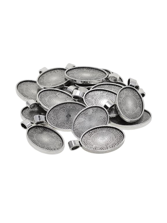 20 Pieces Oval Pendant Trays - 20 X 30 Antique , Pendant Bezel Cabochon Settings - For DIY Jewelry Making Necklace Bracelet Fi