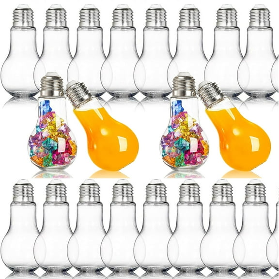 20 Pieces Plastic Fillable Light Bulb Ornaments,TGY Clear Empty Candy Containers,Small Candy Bottles Clear Fillable Decorative Jars for Crafts Gifts Party Favors(100ml/3.4oz)