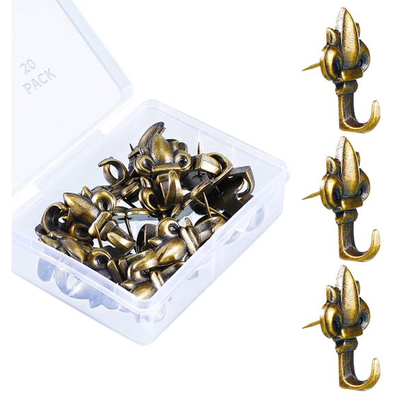 20 Pieces Push Pin Hangers Plant Shape Pin H Hanger Zinc Alloy Picture Bronze Wall Hs(Lotus)