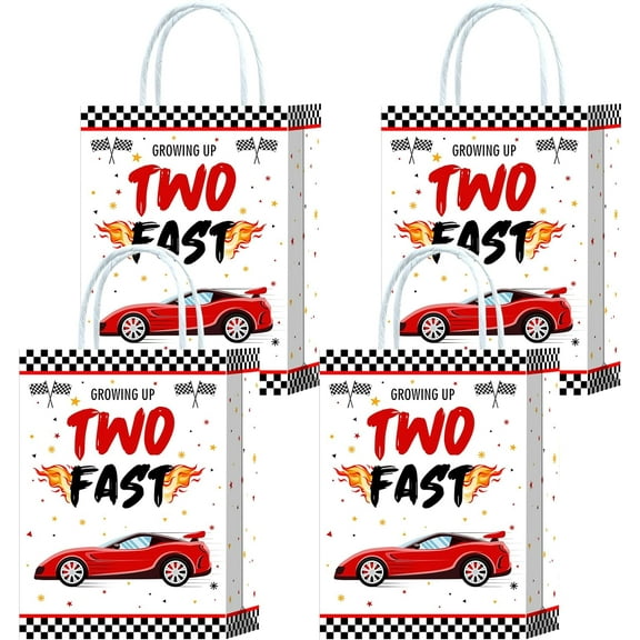 20 Pieces Racing car 2nd Birthday Goodie Bags for 2nd Birthday Party Supplies,Two Fast Gift Snacks Treat Candy Party Favors Bags with Handles for Kids Race Car Theme Birthday Party Decorations