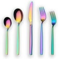thumbnail image 1 of 20-Pieces Rainbow Stainless Steel Flatware set, Sliverware Cutlery Set Service for 4, Mirror Polished, 1 of 6