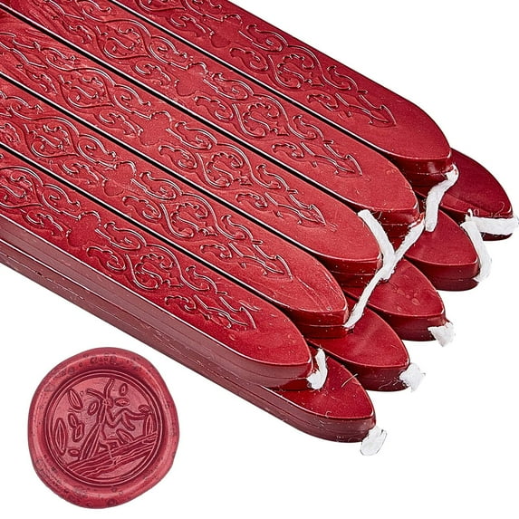 20 Pieces Sealing Wax Sticks Totem Fire Manuscript Wax Seal Sticks for Vintage Wax Seal Stamp and Letter Invitation Cards Wine Bottle Gift (Dark Red DIY