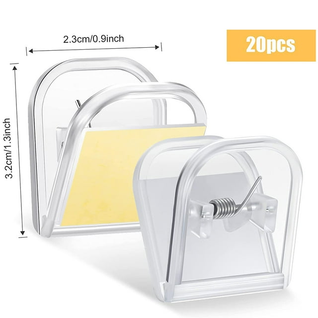 20 Pieces Self Adhesive Clips for Tapestry Hanger, Command Strip Clips for Hanging,sticky Wall