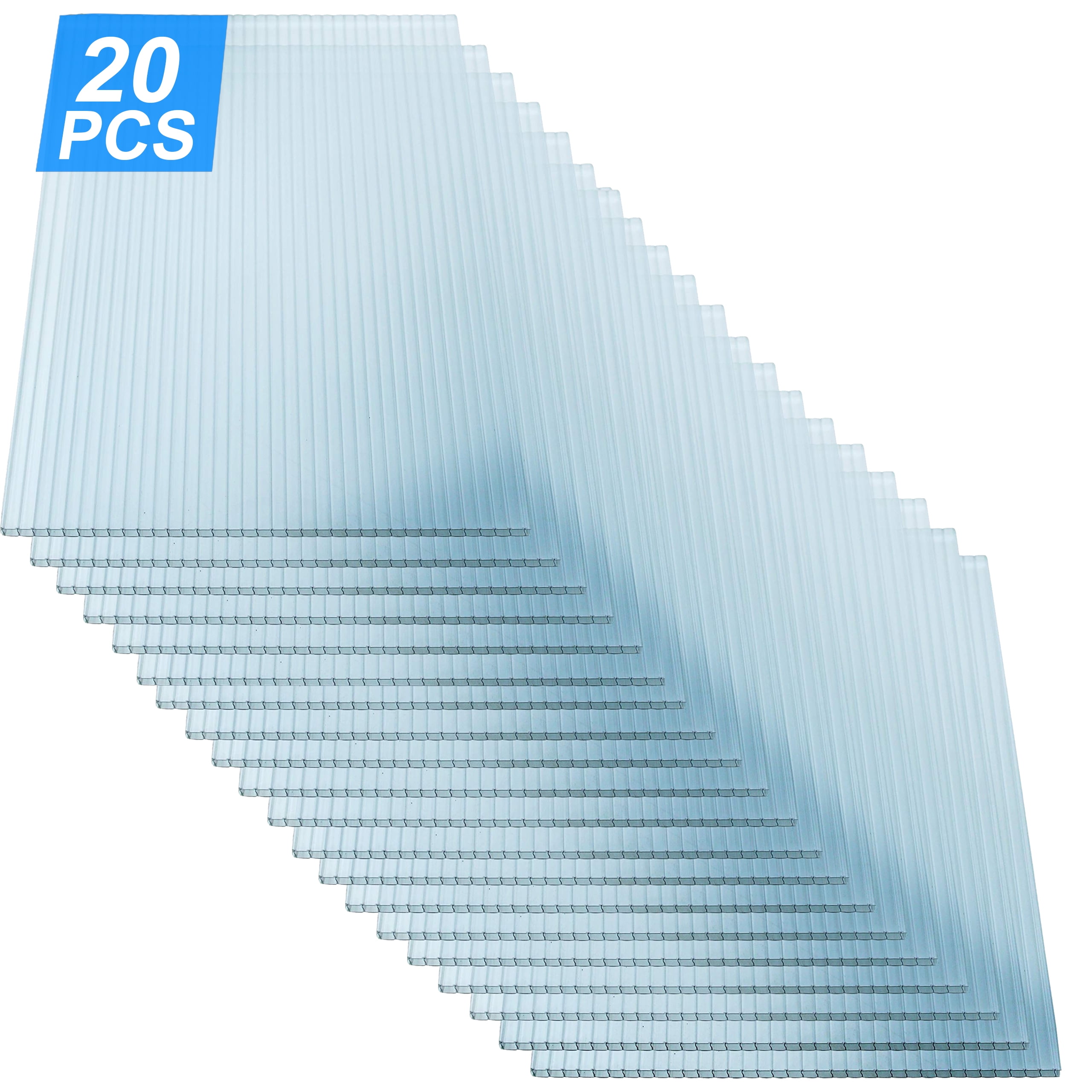 "LZBEITEM Garden Sheeting Cover - 20pc 24.01""x48.03"" UV Protected Twin-Wall Polycarbonate Panels for Greenhouse"
