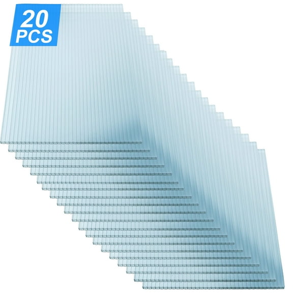 "LZBEITEM Garden Sheeting Cover - 20pc 24.01""x48.03"" UV Protected Twin-Wall Polycarbonate Panels for Greenhouse"