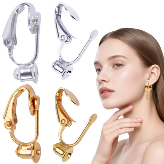 20 Pieces  Silver and Gold,Earring Clip Backs Clip-on Earring Converter Components Findings with Post for None Pierced Ears