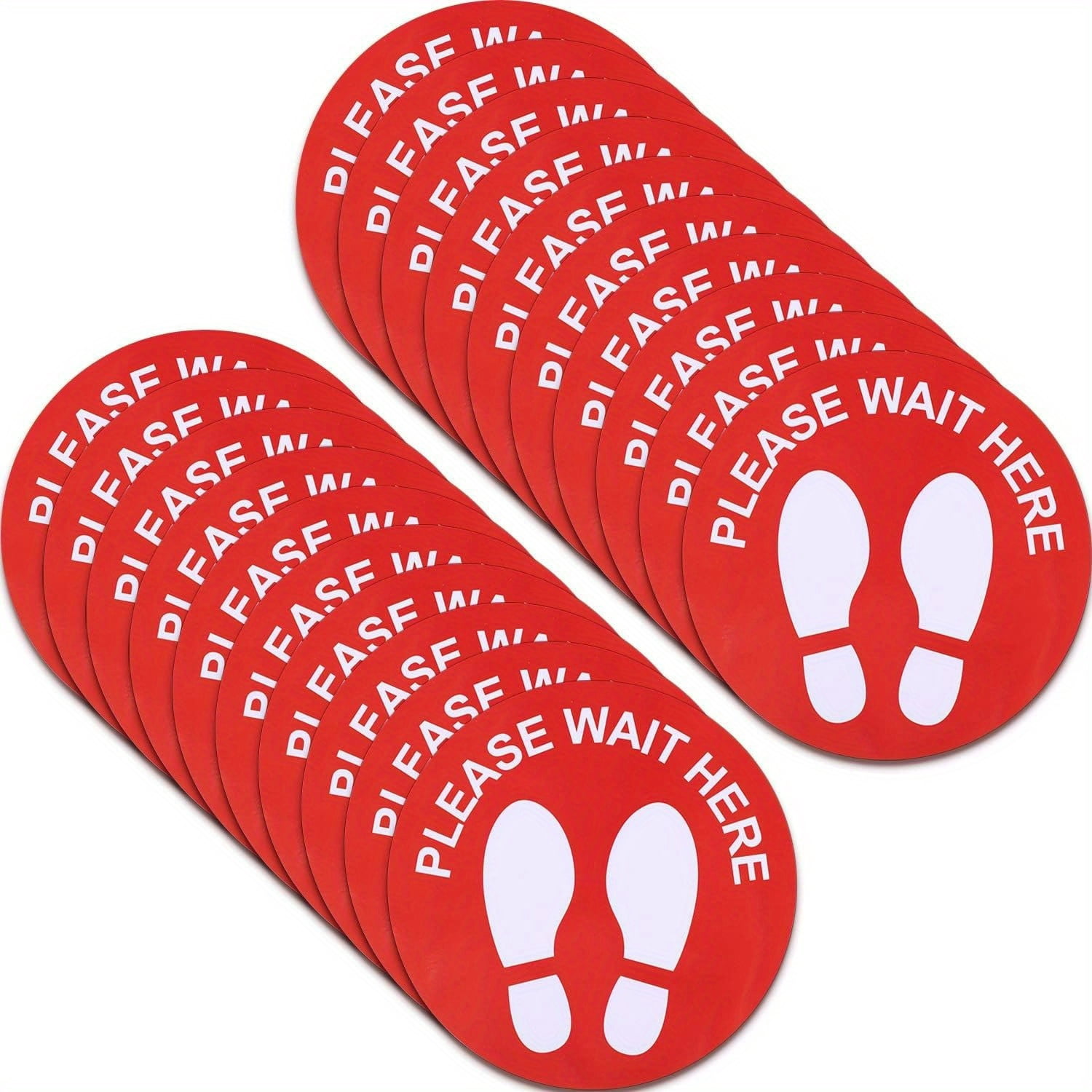 Wait In Line Sign 20 Pieces Social Floor Sticker Removable Stop Feet Apart Stand Safety ...